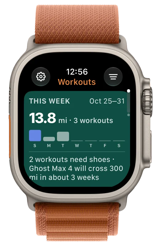Tread's workout list on Apple Watch.